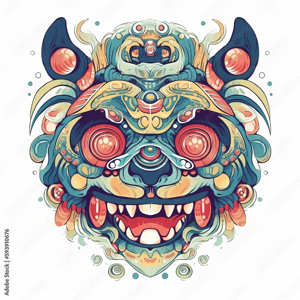Demon face character illustration, generative ai Demon face character illustration, generative ai