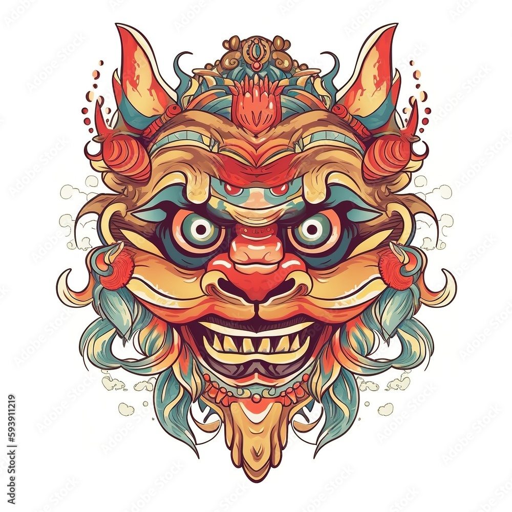 Demon face character illustration, generative ai Demon face character illustration, generative ai