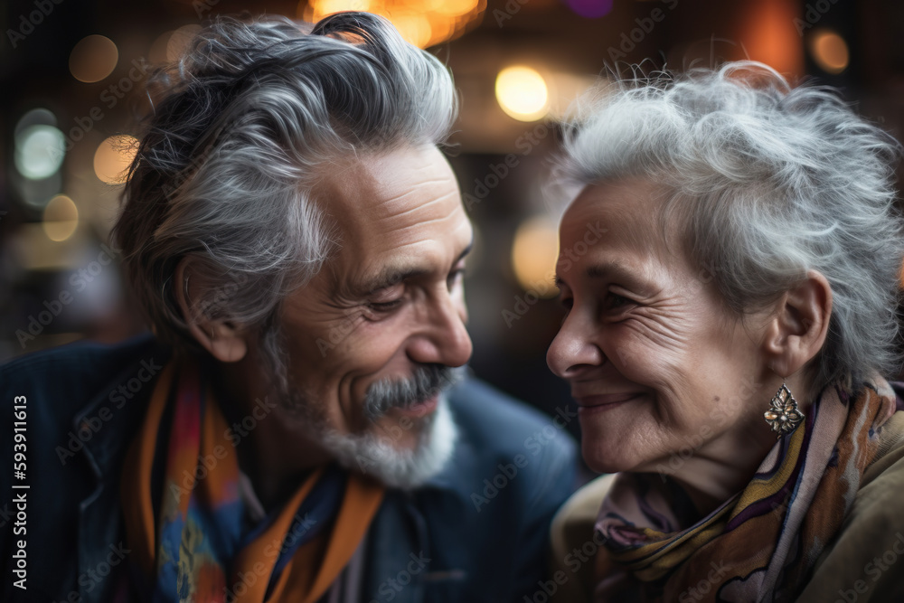 A man and a woman smiling at each other A man and a woman smiling at each other