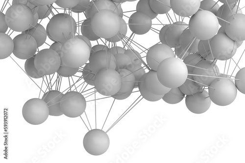 Structure with white spheres, 3d render