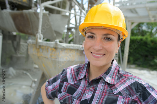portrait of engineer builder woman outdoors