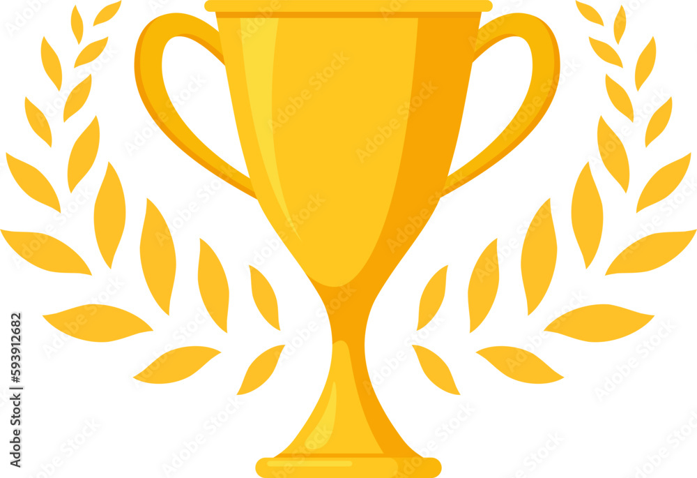 Gold Trophy Cup. Vector Flat Trophy Icon with stars and laurel wreath Gold Trophy Cup. Vector Flat Trophy Icon with stars and laurel wreath