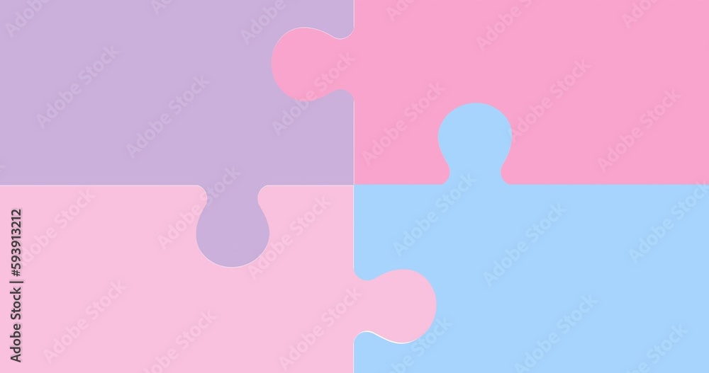 Simple puzzle animation on white background. the four pieces of the puzzle come together and then diverge. Simple puzzle animation on white background. the four pieces of the puzzle come together and then diverge.