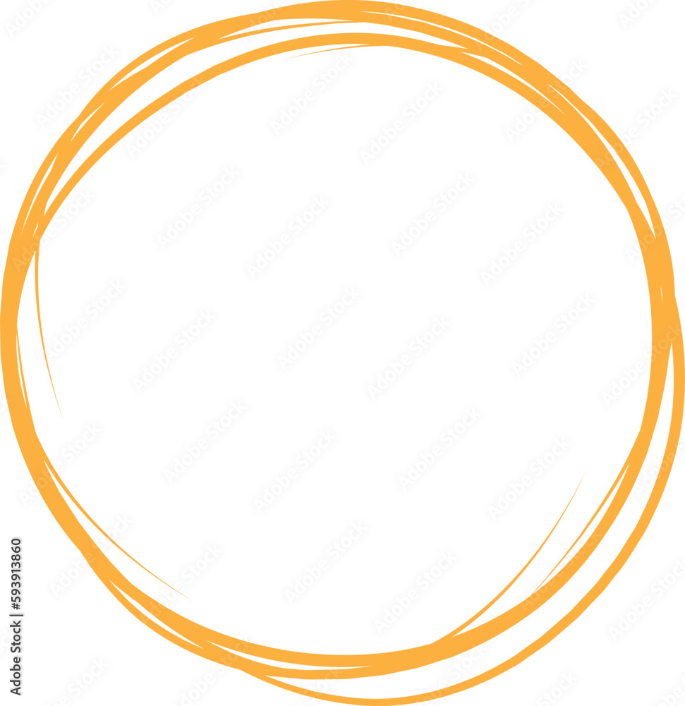Orange circle line hand drawn. Highlight hand drawing circle isolated on background. Round handwritten circle. For marking text, note, mark icon, number, marker pen, pencil and text check, vector Orange circle line hand drawn. Highlight hand drawing circle isolated on background. Round handwritten circle. For marking text, note, mark icon, number, marker pen, pencil and text check, vector