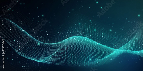 テクノロジー、ラインと点の青白い背景 | Technology abstract lines and dots connection 
light blue background,AI generative