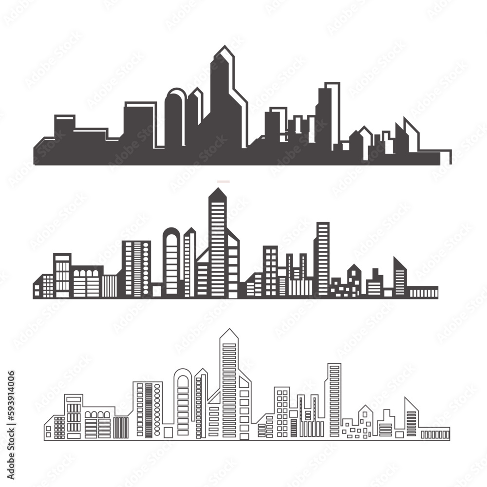 Vector illustration design of three templates of architectures on white background