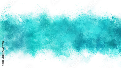 エメラルドグリーンの水彩の筆の跡、背景素材、テクスチャ	