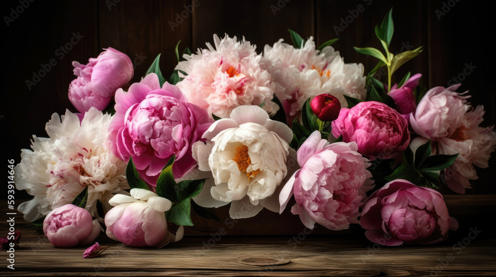 Romantic bouquet of peonies in the interior. AI generated Romantic bouquet of peonies in the interior. AI generated