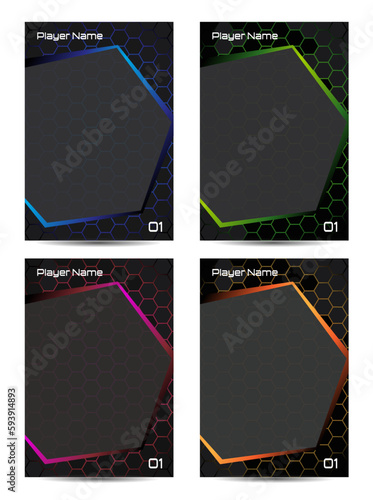 Modern sports cards frame hexagonal texture background