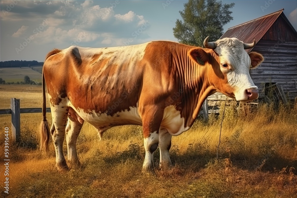cow on the farm, ai generative