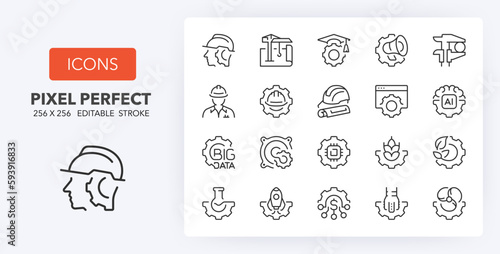 engineering line icons 256 x 256