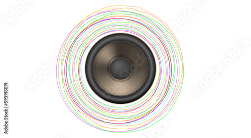 speaker and colorful wave on the white background