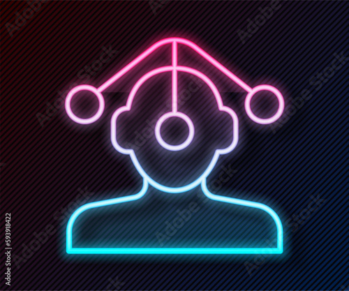 Glowing neon line Hypnosis icon isolated on black background. Vector