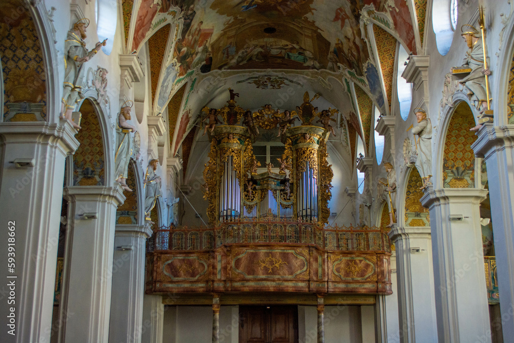 Fototapeta premium Bad Schussenried, GERMANY, inside of catholic St. Magnus church of the monastery