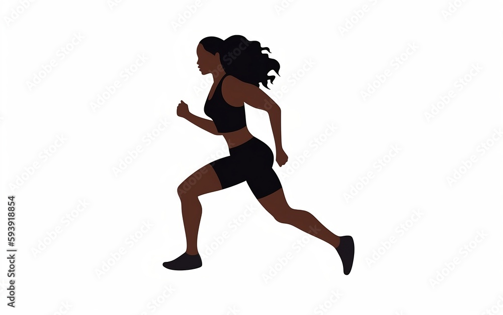 Running woman silhouette. Simple illustration. Generative AI technology.