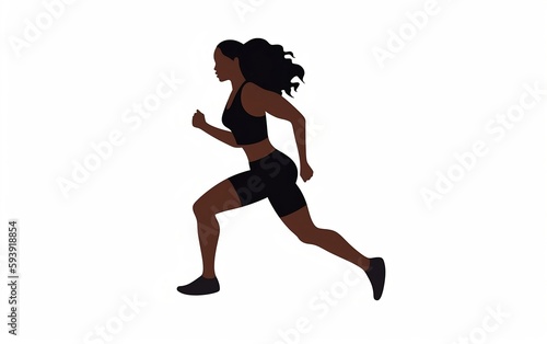 Running woman silhouette. Simple illustration. Generative AI technology.