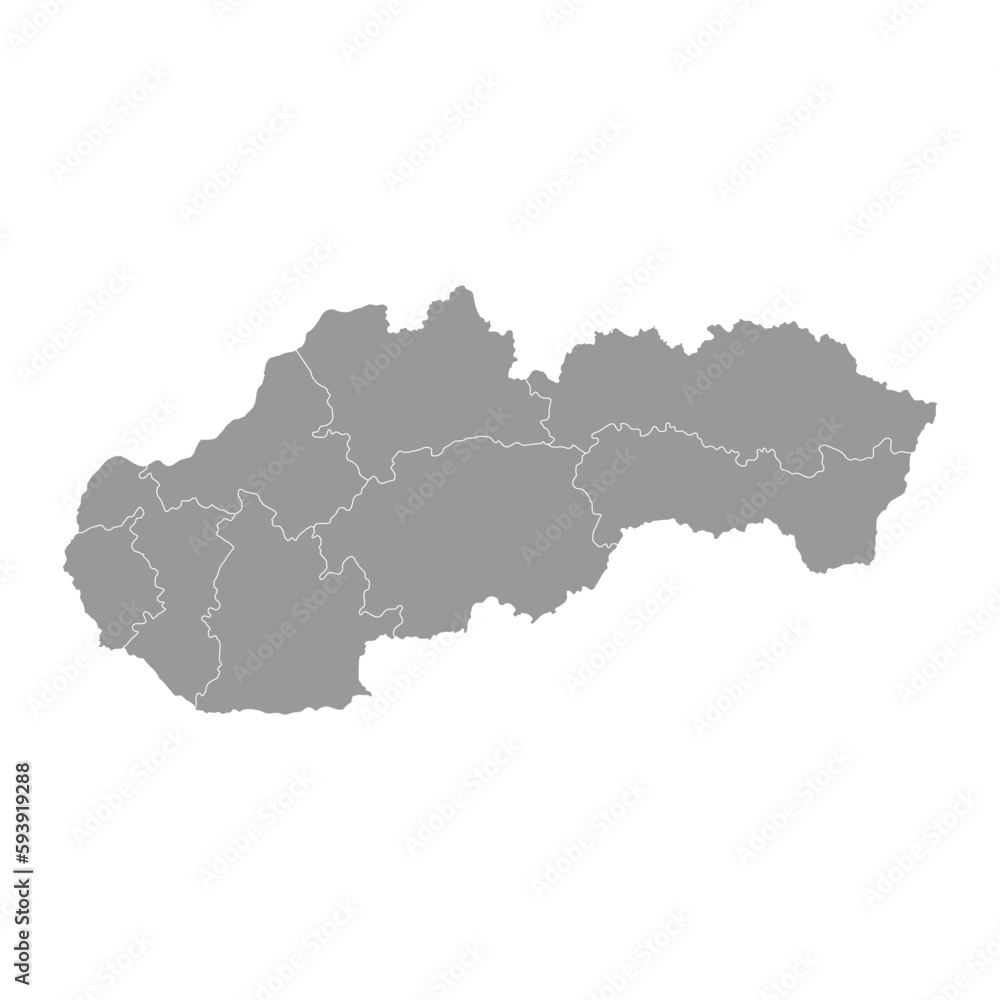 Fototapeta premium Slovakia gray map with regions. Vector illustration.