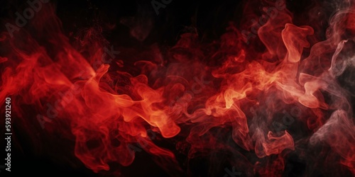 Black fiery red abstract background. Fire background with space for design, banner. Flame and smoke. Armageddon, apocalypse, spooky, halloween, inferno, hell, evil concept. Generative AI