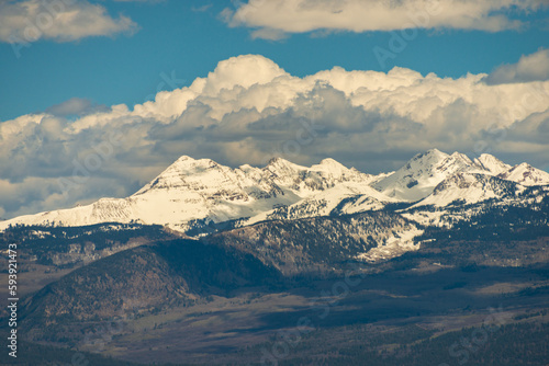 View of the The Scenic Rocky Mountains in Colorado on a Cloudy Day