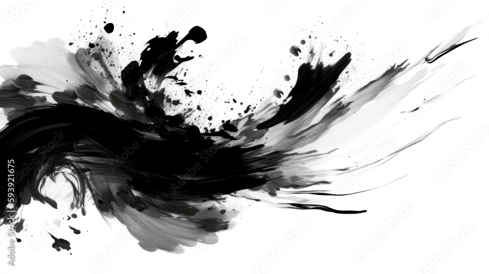 Chinese ink black and white abstract wallpaper. Simple minimal banner