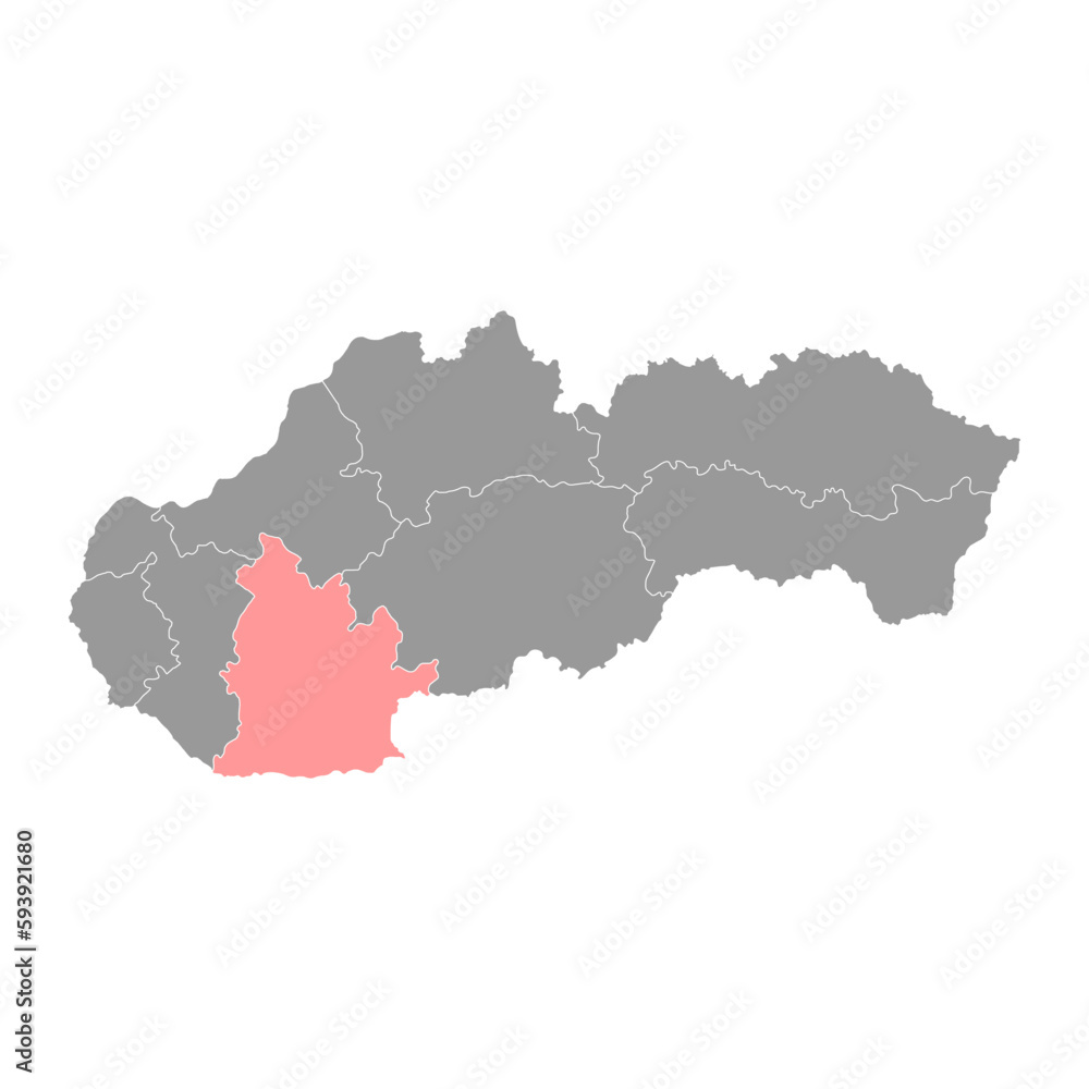 Nitra map, region of Slovakia. Vector illustration.