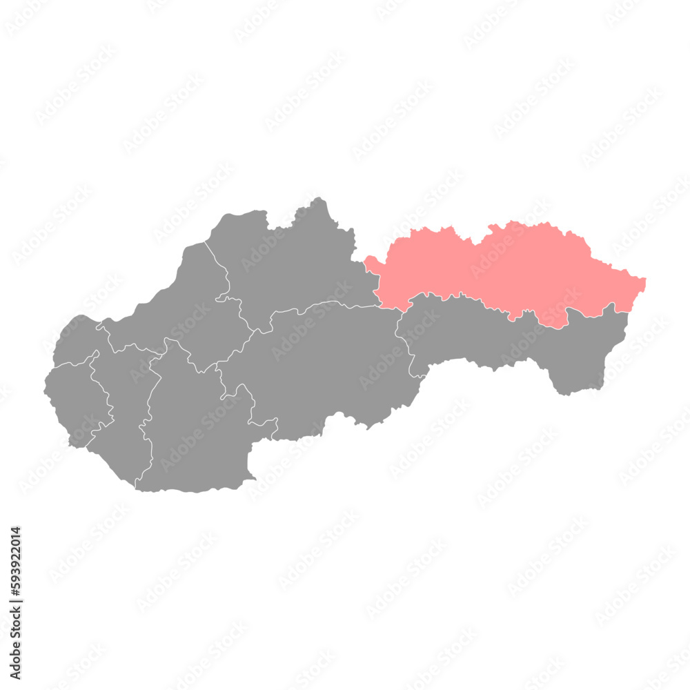 Presov map, region of Slovakia. Vector illustration.