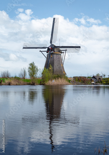 kinderdijk windmill park in Netherlands. © GezaKurkaPhotos