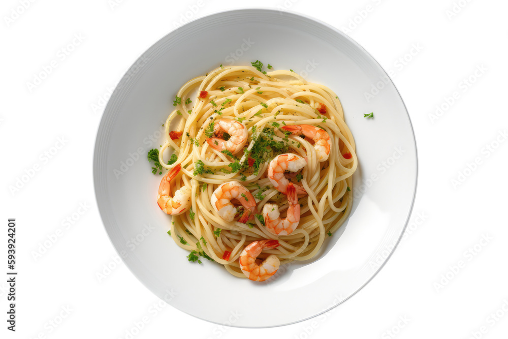 Gamberi Allaglio On White Plate. Italian Food On Isolated Transparent Background, Png. Generative AI Gamberi Allaglio On White Plate. Italian Food On Isolated Transparent Background, Png. Generative AI