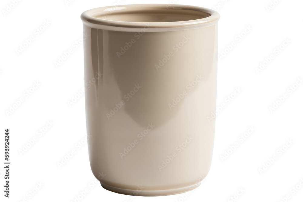 Simple, Cylindrical Vase With Glossy Ceramic Finish On White Background. Generative AI Simple, Cylindrical Vase With Glossy Ceramic Finish On White Background. Generative AI