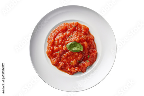 Pappa Al Pomodoro On White Plate. Italian Food On Isolated Transparent Background, Png. Generative AI photo