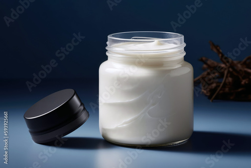 Jar Of Milkbased Skincare Products. Mock Up. Generative AI photo