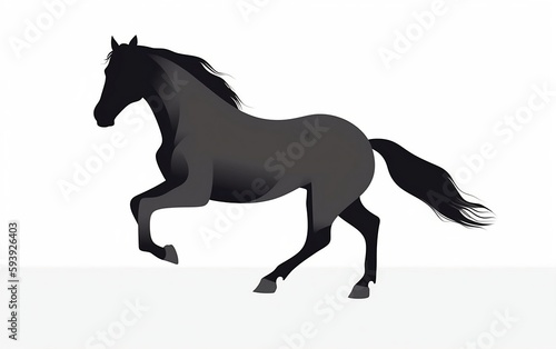 Horse silhouette on white background. Generative AI technology.