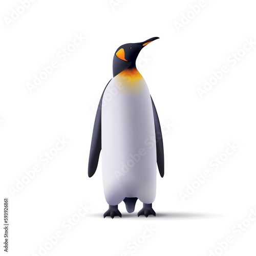 Pinguins realistic 3d illustration. Arctic fauna wild animals isolated illustration