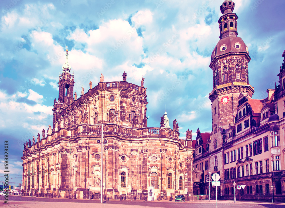 Catholic Court Church (Katholische Hofkirche) in the center of old town in Dresden, Germany, Europe