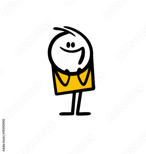 Funny child pressed his hands to his chin and looks with admiration.