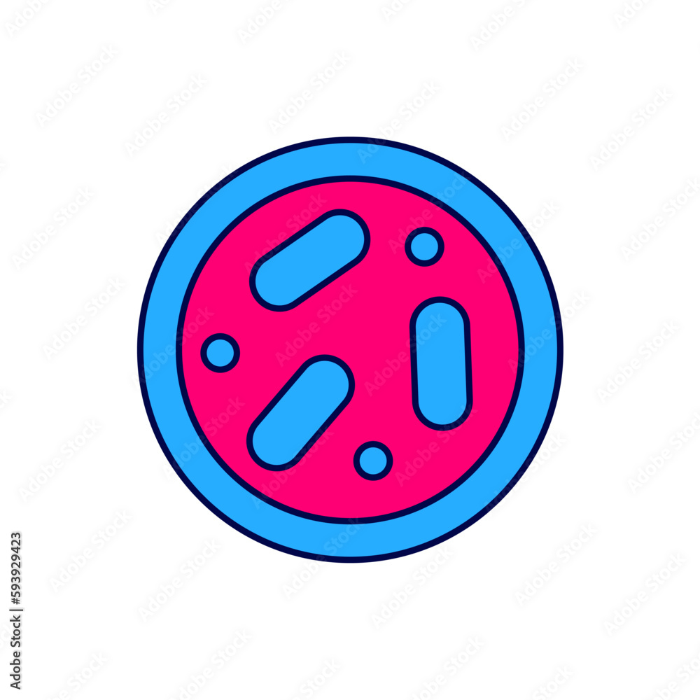 Filled outline Petri dish with bacteria icon isolated on white background. Vector Filled outline Petri dish with bacteria icon isolated on white background. Vector