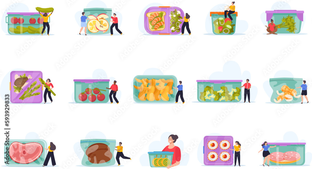 Food Containers Icon Set