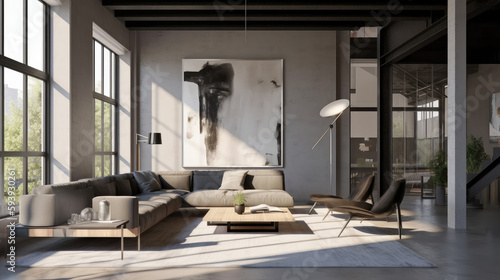 Industrial loft,Living room,