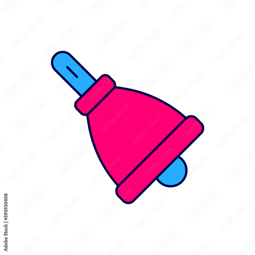 Filled outline Ringing bell icon isolated on white background. Alarm symbol, service bell, handbell sign, notification symbol. Vector Filled outline Ringing bell icon isolated on white background. Alarm symbol, service bell, handbell sign, notification symbol. Vector