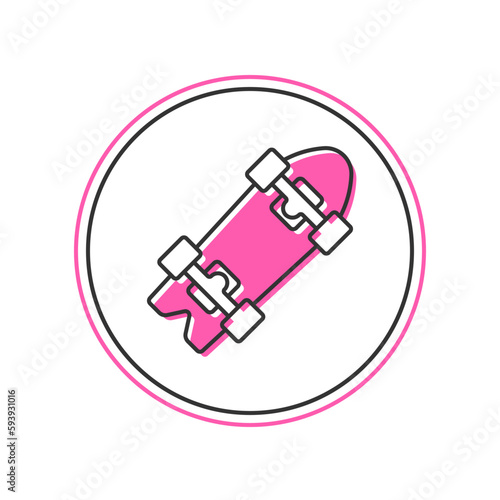 Filled outline Longboard or skateboard cruiser icon isolated on white background. Extreme sport. Sport equipment. Vector