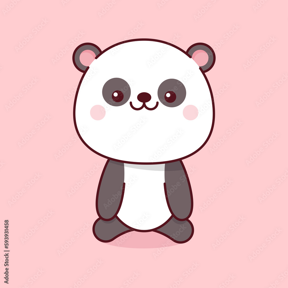 Panda kawaii on pink background