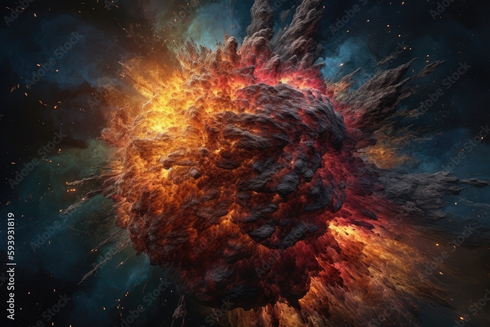 Fototapeta premium Cosmic explosion, complete with Hollywood-style special effects