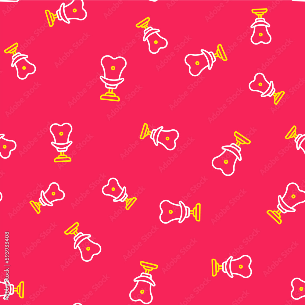 Line Armchair icon isolated seamless pattern on red background. Vector