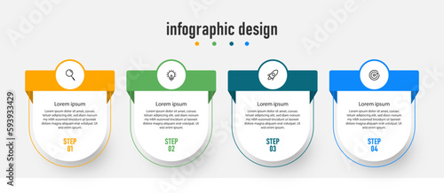 nfographic design business template with icons and 4 options or steps. Can be used for process diagram, presentations, workflow layout, banner, flow chart,