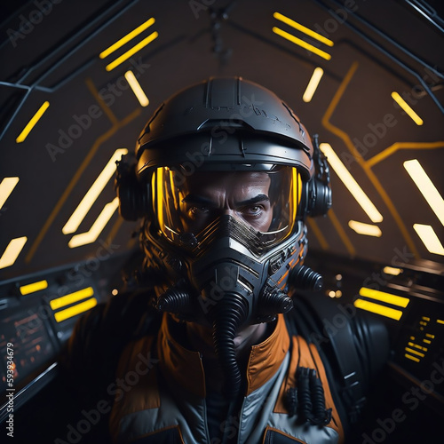  Star Wars Day |  3D rendering of a Rebel Alliance pilot in the cockpit of an X-wing starfighter, with ultra-sharp focus and perfect contrast
