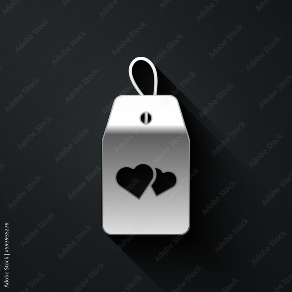 Silver Please do not disturb with heart icon isolated on black background. Hotel Door Hanger Tags. Long shadow style. Vector Silver Please do not disturb with heart icon isolated on black background. Hotel Door Hanger Tags. Long shadow style. Vector