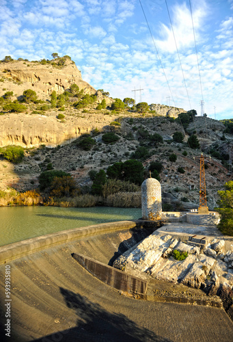 Gaitanejo reservoir in the Caminito del Rey, famous path in Los Gaitanes gorge. Alora, Malaga province, southern Spain, Europe photo