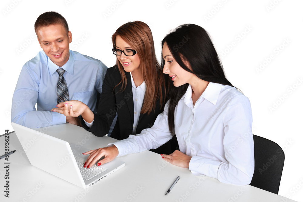 Fototapeta premium Successful business team working isolated on white background