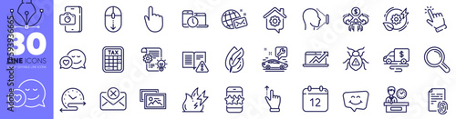 Cash transit, Phone photo and Sales diagram line icons pack. Presentation time, Photo album, Research web icon. Fire energy, Touchscreen gesture, Cursor pictogram. Star, Scroll down, Face id. Vector