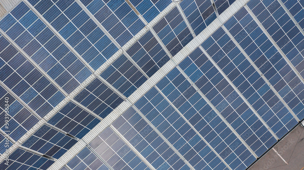 Technology solar cell, Solar cell on the roof of factory industry, Solar panels on factory roof Technology solar cell, Solar cell on the roof of factory industry, Solar panels on factory roof